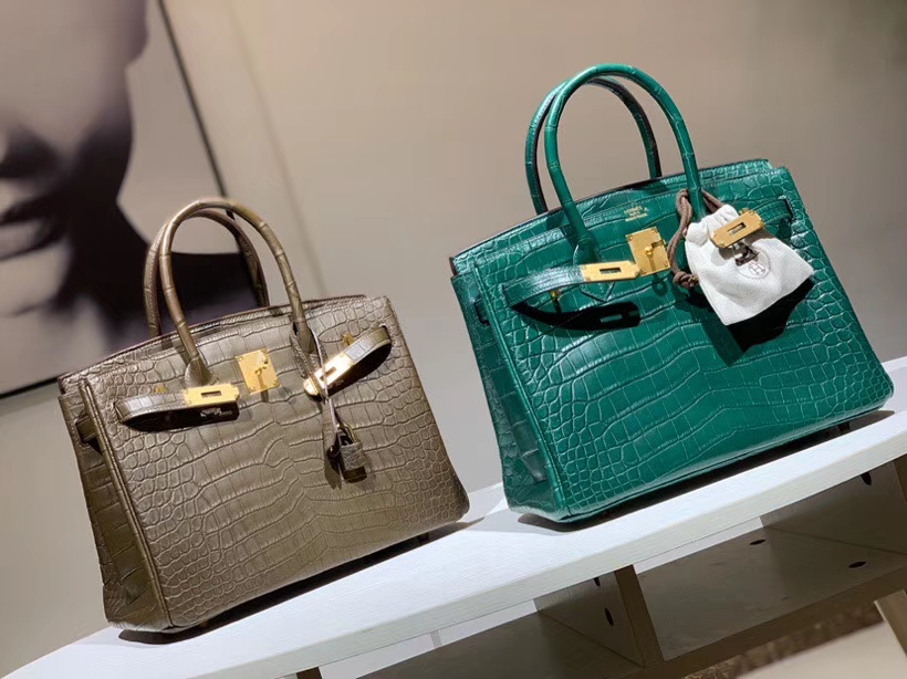 hermes birkin 30cm 鳄鱼皮 亚光孔雀绿 现货